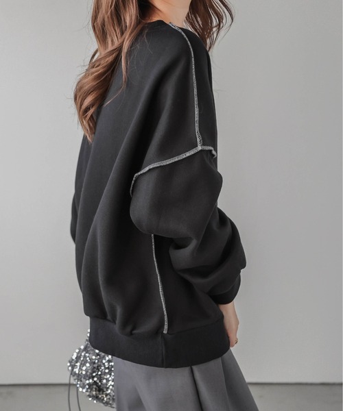 AMELY(エミリー)の「裏起毛スウェットプルオーバー(スウェット・レディース・グレー/ブラック/ホワイト/ネイビー・フリー)」の16枚目の写真