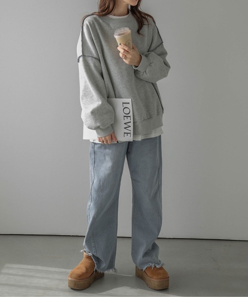 AMELY(エミリー)の「裏起毛スウェットプルオーバー(スウェット・レディース・グレー/ブラック/ホワイト/ネイビー・フリー)」の17枚目の写真