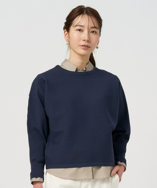 TOKYO SHIRTS(トウキョウシャツ)の「横リブドルマンニットプルオーバー(ニット/セーター・レディース・オフホワイト/ネイビー・M/L)」の2枚目の写真