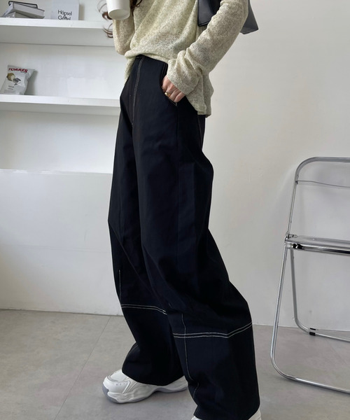 Ada.(エイダ)の「コットンツイル 配色ステッチ カーブパンツ(その他パンツ・レディース・ベージュ/チャコール/アイボリー/ブラック・L/M)」の19枚目の写真