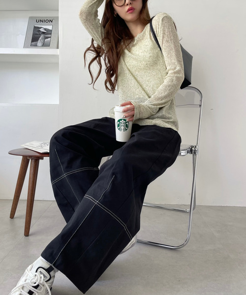 Ada.(エイダ)の「コットンツイル 配色ステッチ カーブパンツ(その他パンツ・レディース・ベージュ/チャコール/アイボリー/ブラック・L/M)」の20枚目の写真