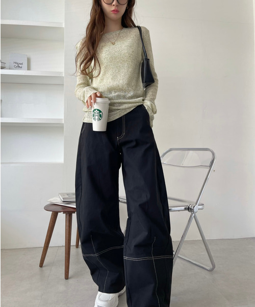 Ada.(エイダ)の「コットンツイル 配色ステッチ カーブパンツ(その他パンツ・レディース・ベージュ/チャコール/アイボリー/ブラック・L/M)」の22枚目の写真