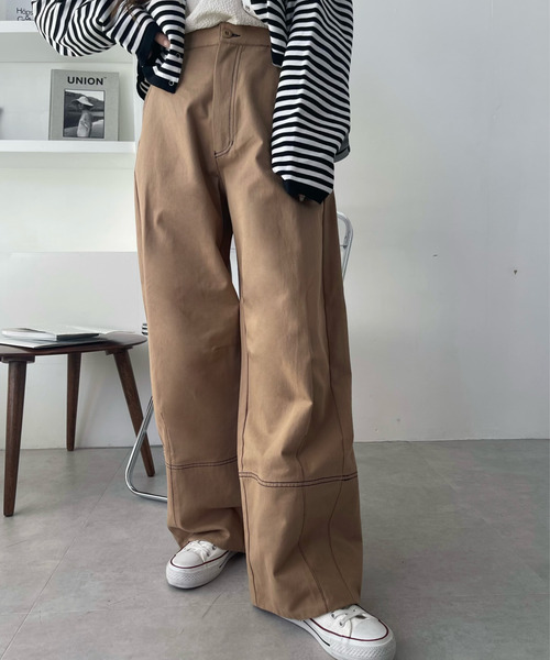 Ada.(エイダ)の「コットンツイル 配色ステッチ カーブパンツ(その他パンツ・レディース・ベージュ/チャコール/アイボリー/ブラック・L/M)」の8枚目の写真