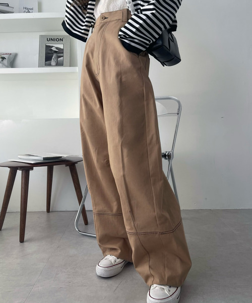 Ada.(エイダ)の「コットンツイル 配色ステッチ カーブパンツ(その他パンツ・レディース・ベージュ/チャコール/アイボリー/ブラック・L/M)」の9枚目の写真