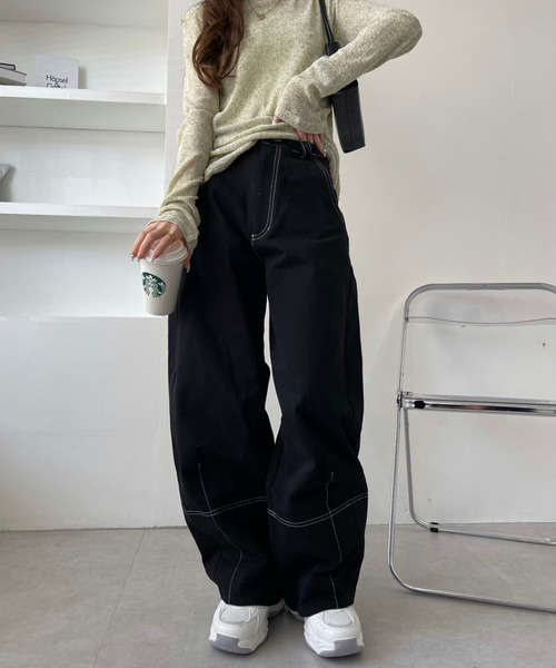 Ada.(エイダ)の「コットンツイル 配色ステッチ カーブパンツ(その他パンツ・レディース・ベージュ/チャコール/アイボリー/ブラック・L/M)」の21枚目の写真