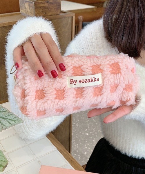 Pochi Pouch/ワッフル グリッド もこもこ ポーチ（ポーチ）｜Pochi