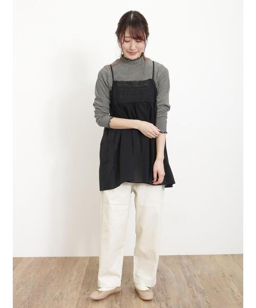 Samansa Mos2（サマンサ モスモス）の「胸元レースキャミチュニック（チュニック・レディース・ブラック/モカ/オフホワイト・F）」の20枚目の写真