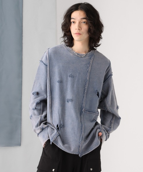 HARE（ハレ）の「ピグメントダメージスウェット(HARE)（スウェット・メンズ・ブルー/グレー/ブラック・FREE）」の15枚目の写真