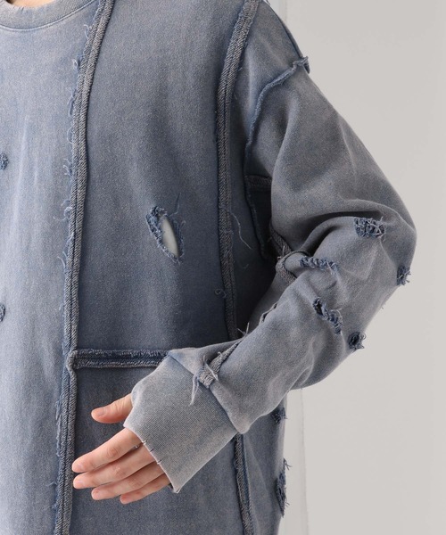 HARE（ハレ）の「ピグメントダメージスウェット(HARE)（スウェット・メンズ・ブルー/グレー/ブラック・FREE）」の9枚目の写真