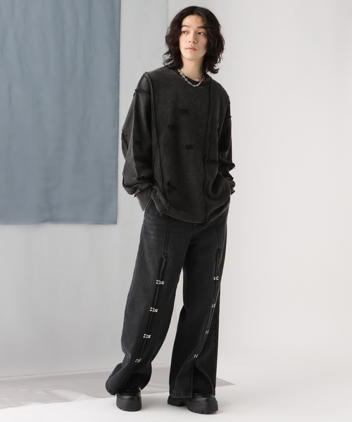 HARE（ハレ）の「ピグメントダメージスウェット(HARE)（スウェット・メンズ・ブルー/グレー/ブラック・FREE）」の4枚目の写真