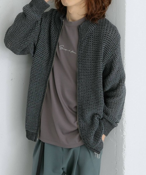 SENSE OF PLACE by URBAN RESEARCH（センスオブプレイスバイアーバンリサーチ）の「シアーメッシュドライバーズカーディガン（カーディガン/ボレロ・メンズ・ベージュ/ブラック/ブルー・MEDIUM/LARGE）」の16枚目の写真