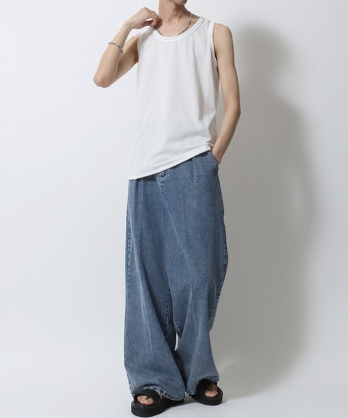 SITRY（シトリー）の「SITRY Round Hem Layered Tank Top/別注 ラウンドヘム レイヤード タンクトップ（タンクトップ・メンズ・ホワイト/ブラック・L/M）」の15枚目の写真