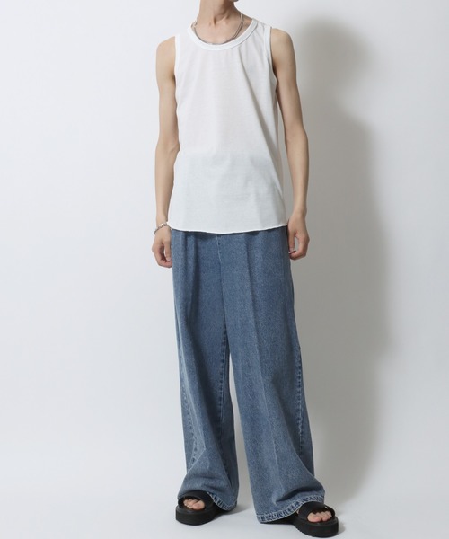 SITRY（シトリー）の「SITRY Round Hem Layered Tank Top/別注 ラウンドヘム レイヤード タンクトップ（タンクトップ・メンズ・ホワイト/ブラック・L/M）」の14枚目の写真