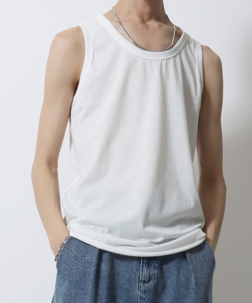 SITRY（シトリー）の「SITRY Round Hem Layered Tank Top/別注 ラウンドヘム レイヤード タンクトップ（タンクトップ・メンズ・ホワイト/ブラック・L/M）」の13枚目の写真
