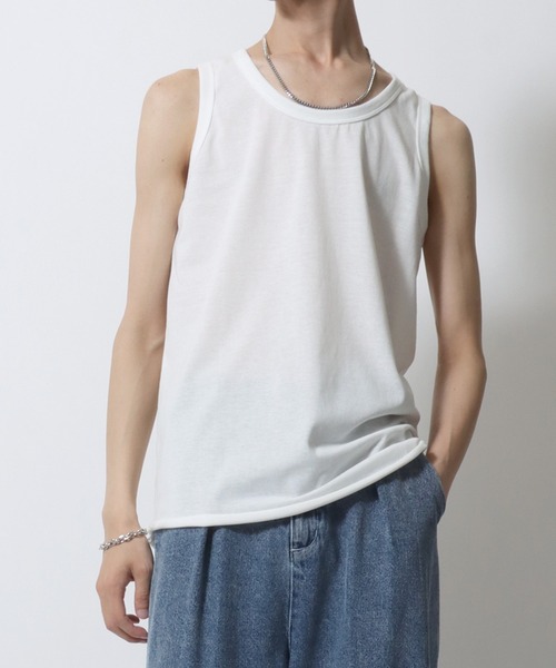 SITRY（シトリー）の「SITRY Round Hem Layered Tank Top/別注 ラウンドヘム レイヤード タンクトップ（タンクトップ・メンズ・ホワイト/ブラック・L/M）」の12枚目の写真