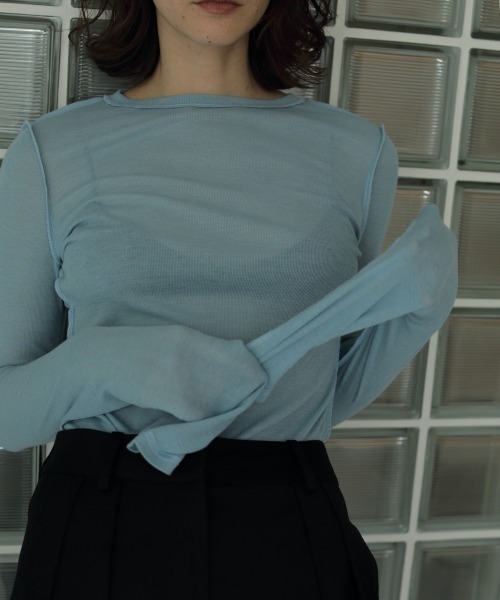 anuke（アンヌーク）の「anuke　Reversible Long T-shirts リバーシブルロングTシャツ/62410609（Tシャツ/カットソー・レディース・グリーン系その他/クリーム/ブルー系その他・ONE SIZE）」の3枚目の写真