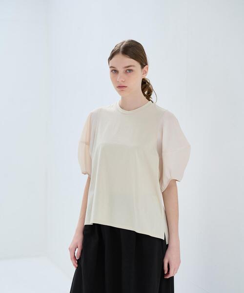 LANVIN en Bleu(ランバンオンブルー)の「袖布帛コンビカットソー(Tシャツ/カットソー・レディース・ブラック/ベージュ/チャコールグレー/オフホワイト・38)」の22枚目の写真