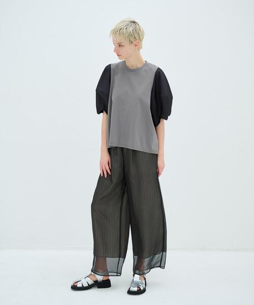 LANVIN en Bleu(ランバンオンブルー)の「袖布帛コンビカットソー(Tシャツ/カットソー・レディース・ブラック/ベージュ/チャコールグレー/オフホワイト・38)」の18枚目の写真