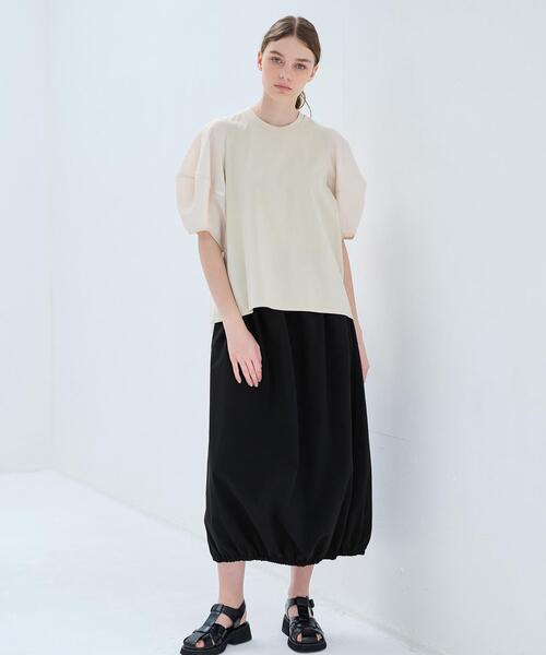 LANVIN en Bleu(ランバンオンブルー)の「袖布帛コンビカットソー(Tシャツ/カットソー・レディース・ブラック/ベージュ/チャコールグレー/オフホワイト・38)」の10枚目の写真