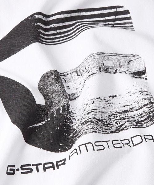 G-STAR（ジースター）の「AMSTERDAM T-SHIRT/フォトT/ロゴ/アムステルダム（Tシャツ/カットソー・メンズ・ダークブラック/ホワイト・X-SMALL/SMALL/MEDIUM/LARGE/X-LARGE）」の2枚目の写真
