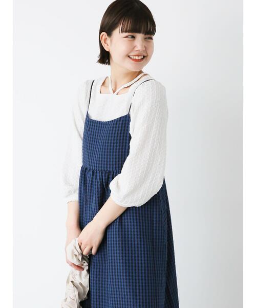 ehka sopo（エヘカソポ）の「ギンガムチェックキャミワンピース（ワンピース・レディース・ネイビー/イエロー/オフホワイト・F）」の15枚目の写真