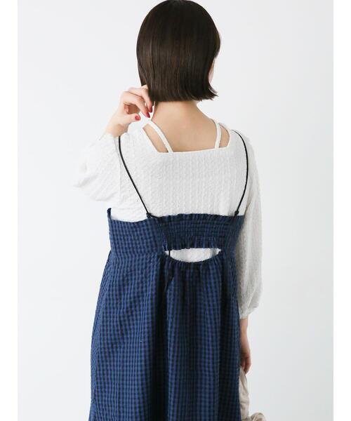 ehka sopo（エヘカソポ）の「ギンガムチェックキャミワンピース（ワンピース・レディース・ネイビー/イエロー/オフホワイト・F）」の14枚目の写真