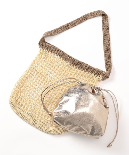 LOWRYS FARM（ローリーズファーム）の「キンチャクツキメッシュトート　102170（ショルダーバッグ・レディース・ブルー/ピンク/ベージュ・FREE）」の5枚目の写真