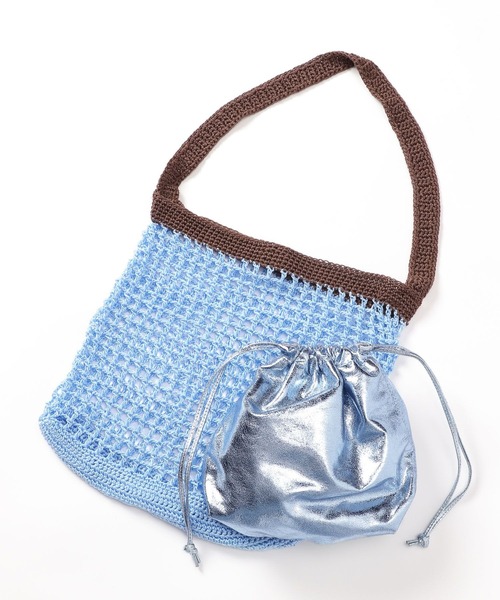 LOWRYS FARM（ローリーズファーム）の「キンチャクツキメッシュトート　102170（ショルダーバッグ・レディース・ブルー/ピンク/ベージュ・FREE）」の6枚目の写真