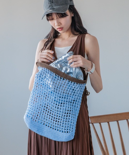 LOWRYS FARM（ローリーズファーム）の「キンチャクツキメッシュトート　102170（ショルダーバッグ・レディース・ブルー/ピンク/ベージュ・FREE）」の19枚目の写真