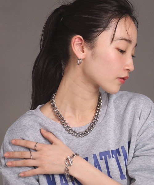 LHME（エルエイチエムイー）の「LHME “Moment”ボリュームチェーンチョーカーネックレス/サージカルステンレス316L（金属アレルギー対応）（ネックレス・レディース・シルバー・40cm）」の16枚目の写真