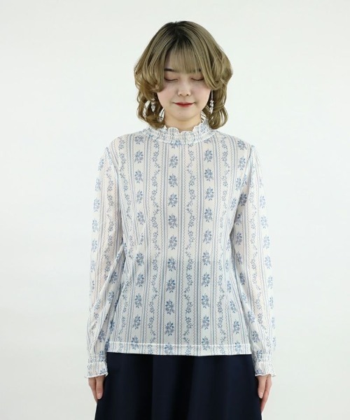 F i.n.t（フィント）の「ストライプローズ柄シアートップス/fint　フィント（Tシャツ/カットソー・レディース・ピンク/ブルー・FREE）」の10枚目の写真