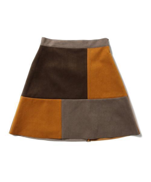Ray BEAMS（レイビームス）の「◇Ray BEAMS / スエード パッチワーク ミニスカート（スカート・レディース・ダークブラウン/ネイビー・0/1）」の4枚目の写真