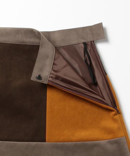 Ray BEAMS（レイビームス）の「◇Ray BEAMS / スエード パッチワーク ミニスカート（スカート・レディース・ダークブラウン/ネイビー・0/1）」の5枚目の写真