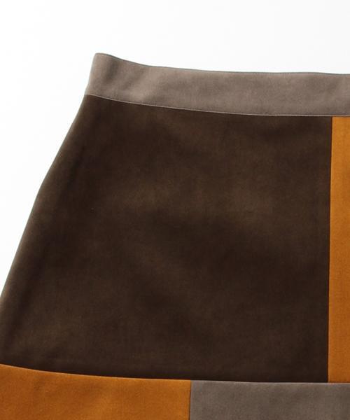Ray BEAMS（レイビームス）の「◇Ray BEAMS / スエード パッチワーク ミニスカート（スカート・レディース・ダークブラウン/ネイビー・0/1）」の6枚目の写真