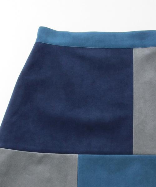 Ray BEAMS（レイビームス）の「◇Ray BEAMS / スエード パッチワーク ミニスカート（スカート・レディース・ダークブラウン/ネイビー・0/1）」の14枚目の写真