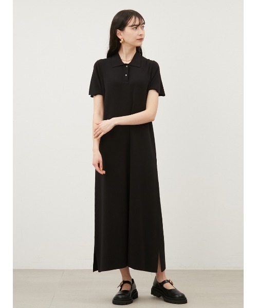 Mila Owen（ミラオーウェン）の「ポロニットストレートロングワンピース【手洗い可能】（ワンピース・レディース・ブラック/グレー/その他・0/1）」の14枚目の写真