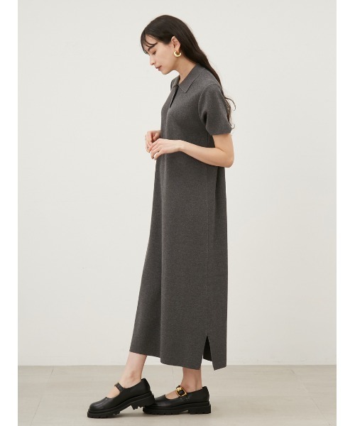 Mila Owen（ミラオーウェン）の「ポロニットストレートロングワンピース【手洗い可能】（ワンピース・レディース・ブラック/グレー/その他・0/1）」の9枚目の写真