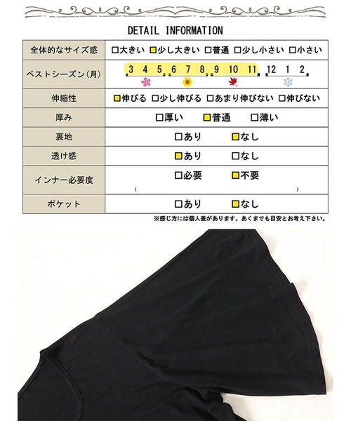 GOLDJAPAN(ゴールドジャパン)の「接触冷感ケープスリーブハートネックワンピース【大きいサイズ対応】(ワンピース・レディース・ブラック・LL~3L/4L~5L)」の9枚目の写真