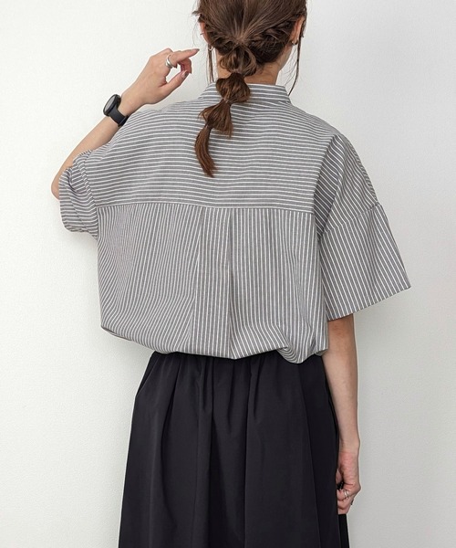YLEVE イレーヴ バンドカラー　半袖シャツ　オーバーサイズ　ピンク YLÈVE / COTTON BROAD SHIRT | YLÈVE（イレーヴ） ｜【公式