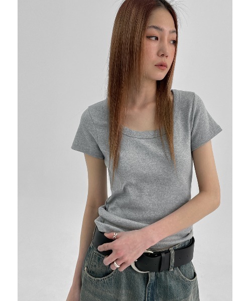 BLACKUP（ブラックアップ）の「[MADE] ポプニUネック半袖Tシャツ（Tシャツ/カットソー・レディース・ホワイト/ブラック/スカイブルー/グレー・FREE）」の13枚目の写真