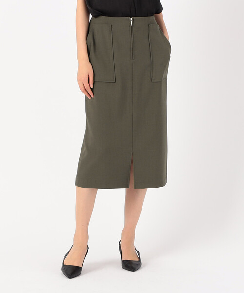 COMME CA MODELS（コムサモデルズ）の「ポリエステルドライツイル タイトスカート（スカート・レディース・カーキ/ブラック・X-SMALL/X-LARGE/LARGE/MEDIUM/SMALL）」の2枚目の写真