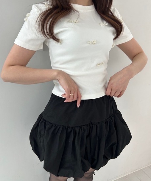 ipugo(イプゴ)の「ipugo/イプゴ バルーンスカート(スカート・レディース・ブラック/アイボリー・FREE)」の5枚目の写真
