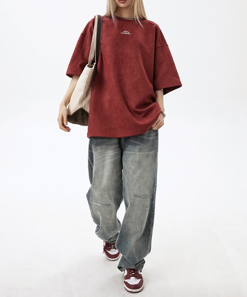 aimoha（アイモハ）の「aimoha outdoorユニセックス　スエード　刺繍Tシャツ (SS)（Tシャツ/カットソー・レディース・オフホワイト/ブラック/グリーン/レッド・LARGE/X-LARGE/MEDIUM）」の12枚目の写真