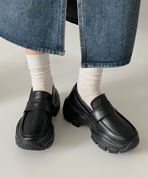 Shoes in Closet（シューズインクローゼット）の「厚底 スニーカーソール コインローファー 2440（ローファー・レディース・ブラック系/ブラック・M/S/LL/L）」の8枚目の写真