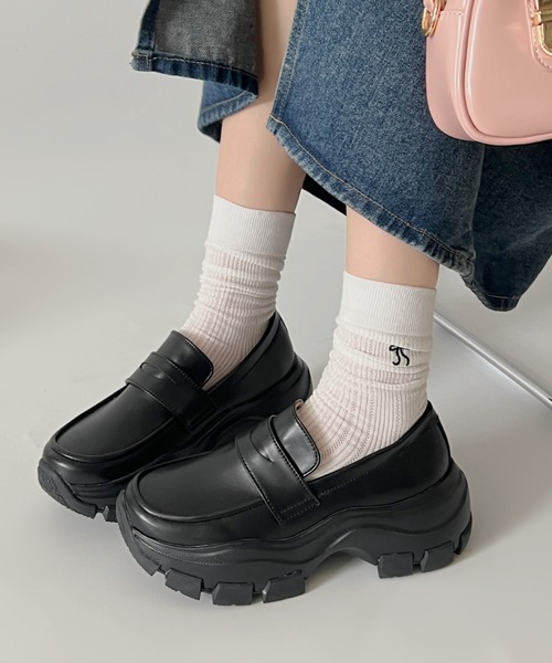 Shoes in Closet（シューズインクローゼット）の「厚底 スニーカーソール コインローファー 2440（ローファー・レディース・ブラック系/ブラック・M/S/LL/L）」の7枚目の写真