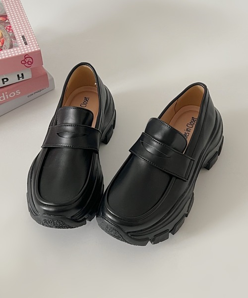 Shoes in Closet（シューズインクローゼット）の「厚底 スニーカーソール コインローファー 2440（ローファー・レディース・ブラック系/ブラック・M/S/LL/L）」の10枚目の写真