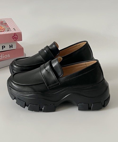 Shoes in Closet（シューズインクローゼット）の「厚底 スニーカーソール コインローファー 2440（ローファー・レディース・ブラック系/ブラック・M/S/LL/L）」の11枚目の写真