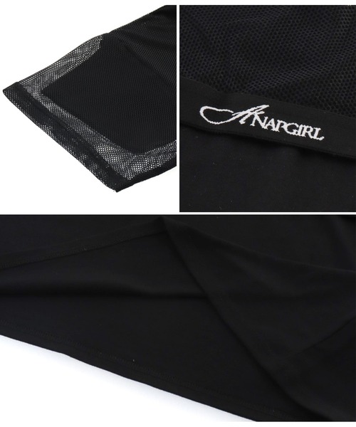 ANAP GiRL(アナップガール)の「メッシュフェイクレイヤードフーディ(Tシャツ/カットソー・キッズ・ブラック/ホワイト・M/XS/S)」の6枚目の写真