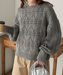 ハートレース風クロシェニットプルオーバー