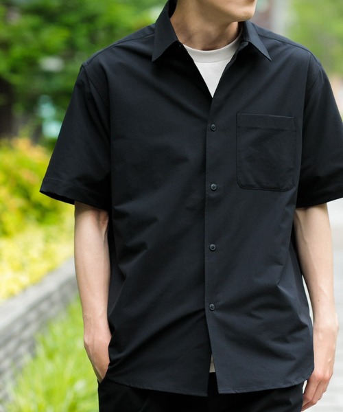 ITEMS URBANRESEARCH（アイテムズ アーバンリサーチ）の「二重織 半袖シャツ+パンツ 2セット（セットアップ・メンズ・ブラック/カーキ・MEDIUM/LARGE）」の5枚目の写真